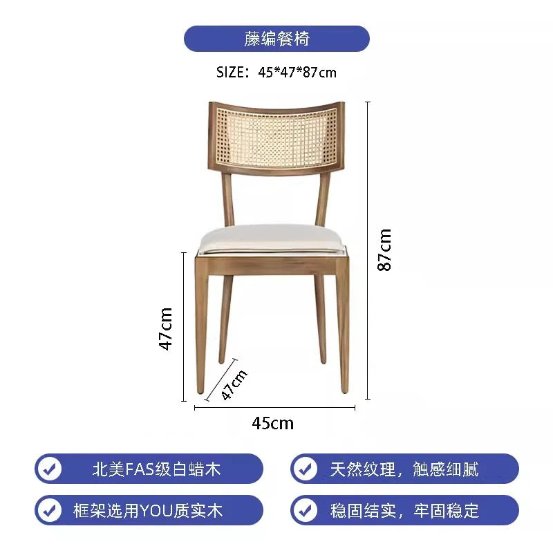 Wooden dining chair for hotels, homes, and villas; safe and durable.