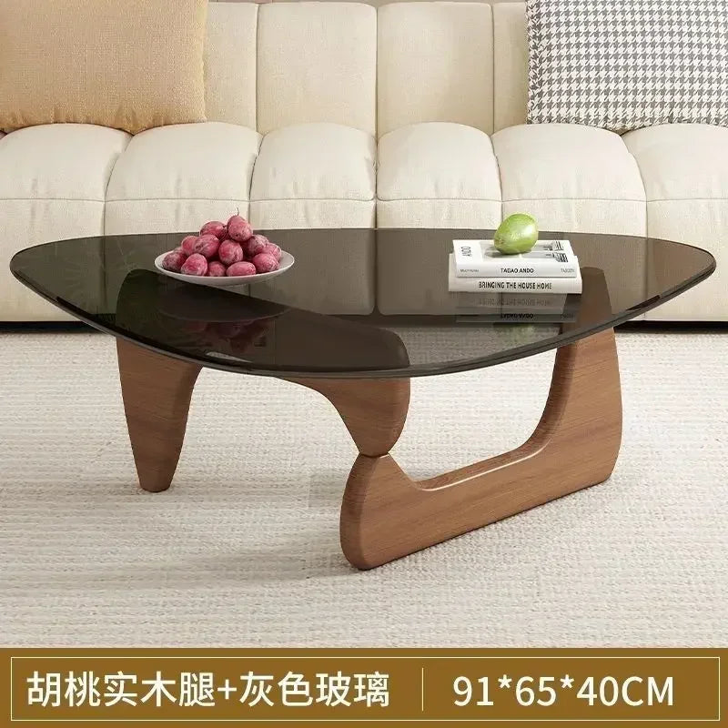 Transparent Glass Coffee Table | Light Luxury Nordic Solid Wood Living Room Furniture