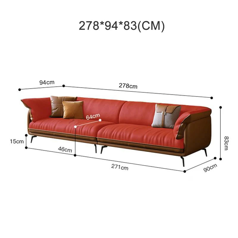 Modern Real Leather Upholstered 1+2+3-Seater Corner Sofa with Black Legs Can be Customzied