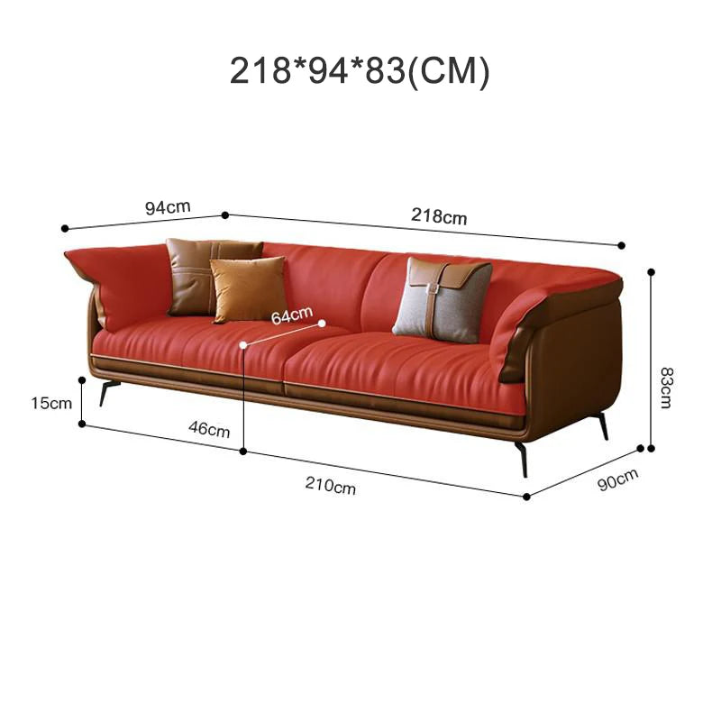 Modern Real Leather Upholstered 1+2+3-Seater Corner Sofa with Black Legs Can be Customzied