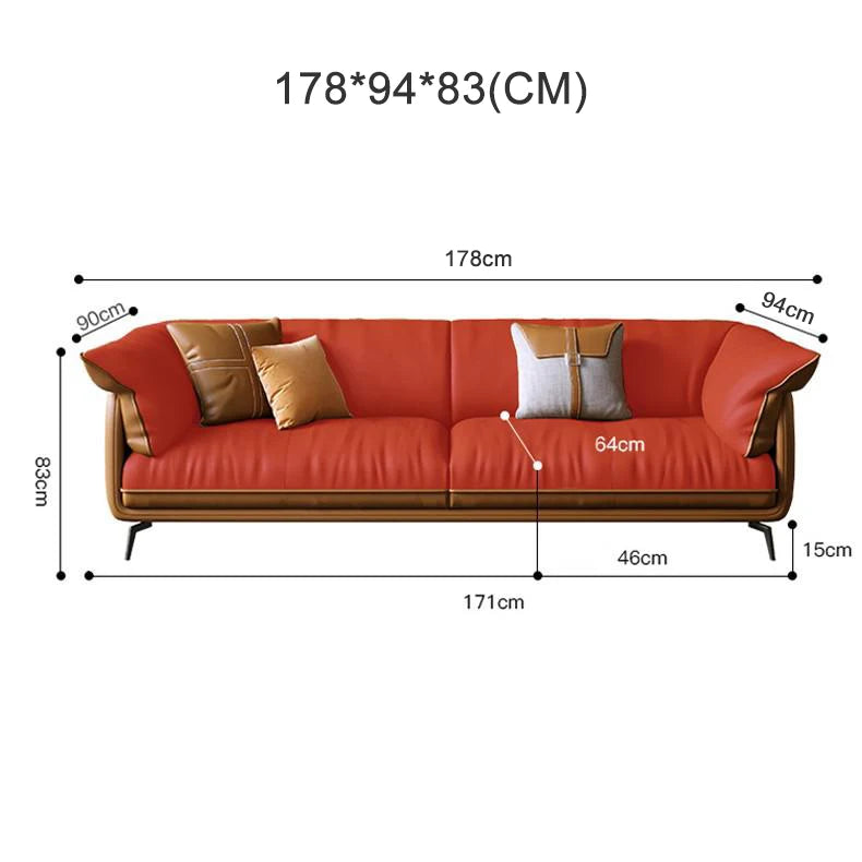 Modern Real Leather Upholstered 1+2+3-Seater Corner Sofa with Black Legs Can be Customzied