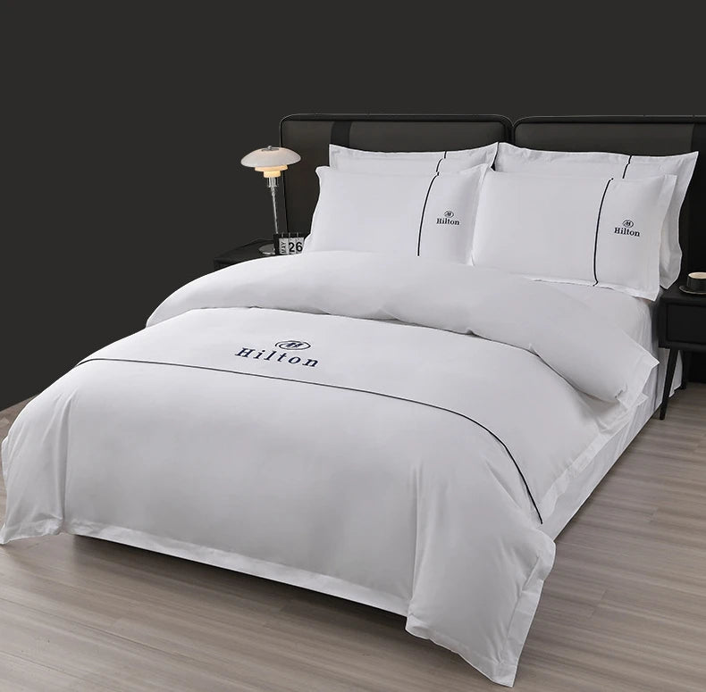 Luxury 4pcs 60s 300tc Bedding Set Full Size 100% Cotton Cheap Bed Linen Bedding Set for Hotel Supplies