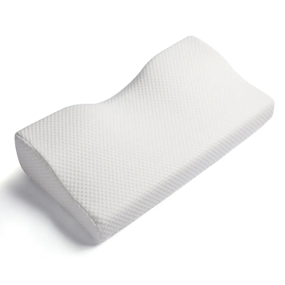 Orthopedic memory foam butterfly pillow for neck support and comfort.