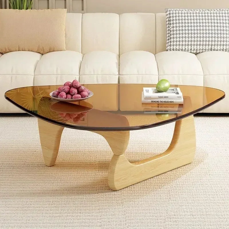 Transparent Glass Coffee Table | Light Luxury Nordic Solid Wood Living Room Furniture