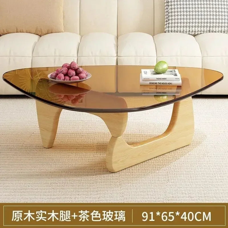 Transparent Glass Coffee Table | Light Luxury Nordic Solid Wood Living Room Furniture
