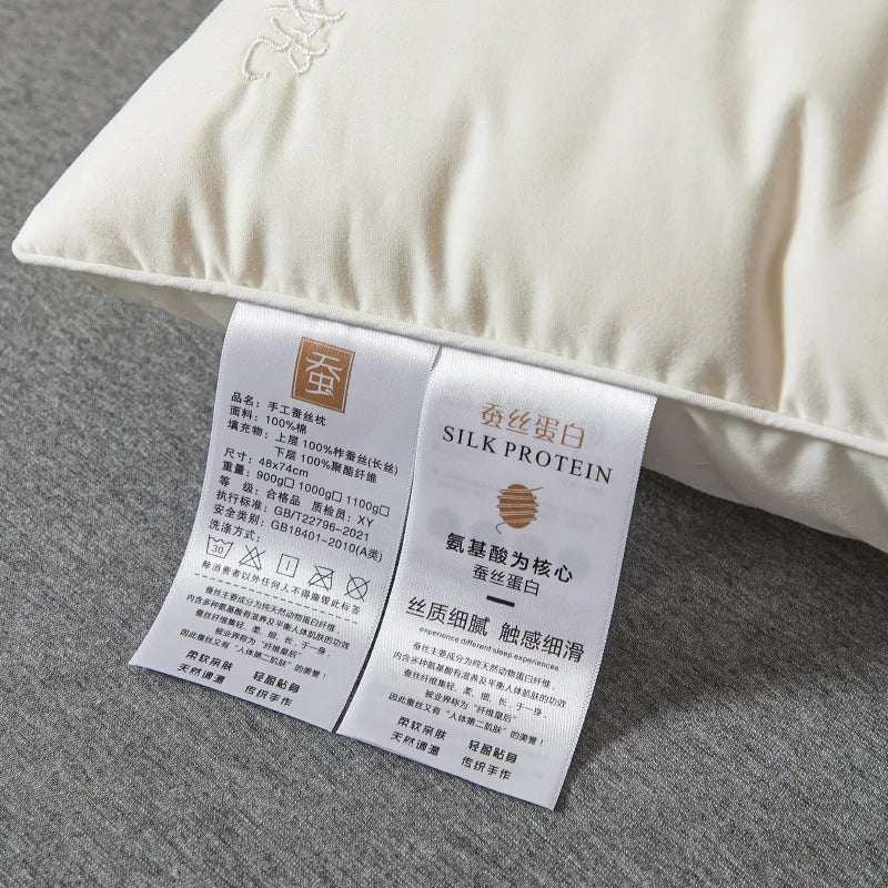 Mulberry Silk Pillow 7A Antibacterial Sleeping Pillow Luxury Comfortable Cotton Shell Hotel Bed Pillows