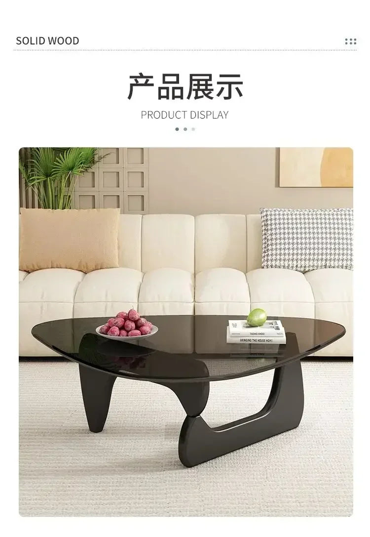 Transparent Glass Coffee Table | Light Luxury Nordic Solid Wood Living Room Furniture