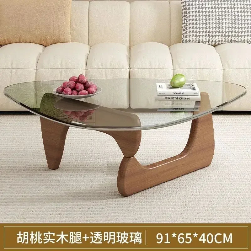 Transparent Glass Coffee Table | Light Luxury Nordic Solid Wood Living Room Furniture