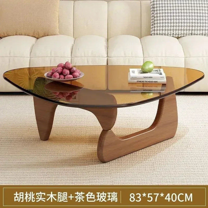 Transparent Glass Coffee Table | Light Luxury Nordic Solid Wood Living Room Furniture
