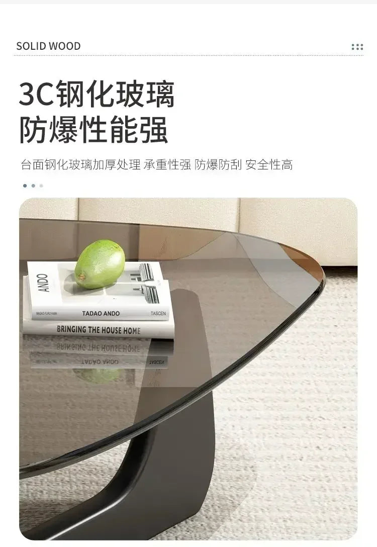 Transparent Glass Coffee Table | Light Luxury Nordic Solid Wood Living Room Furniture