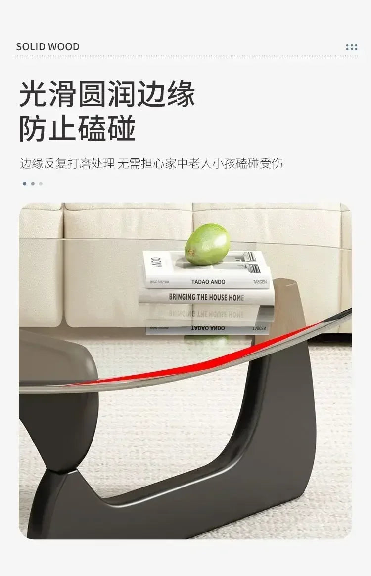 Transparent Glass Coffee Table | Light Luxury Nordic Solid Wood Living Room Furniture