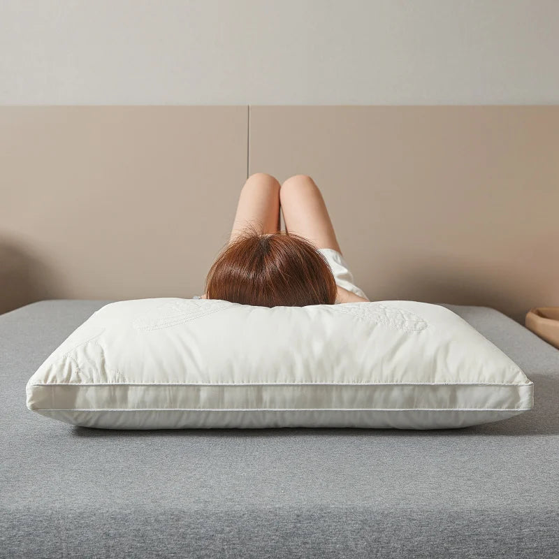 Mulberry Silk Pillow 7A Antibacterial Sleeping Pillow Luxury Comfortable Cotton Shell Hotel Bed Pillows