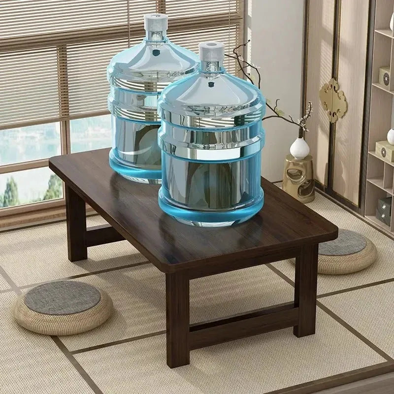 Solid Wood Folding Coffee Table Japanese Tatami Style Side Desk 60-100cm Compact Low Table for Living Room Bedroom Floor Sitting