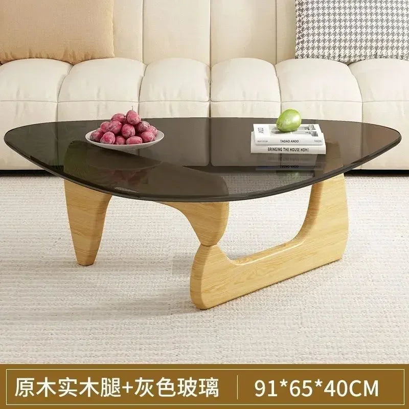 Transparent Glass Coffee Table | Light Luxury Nordic Solid Wood Living Room Furniture
