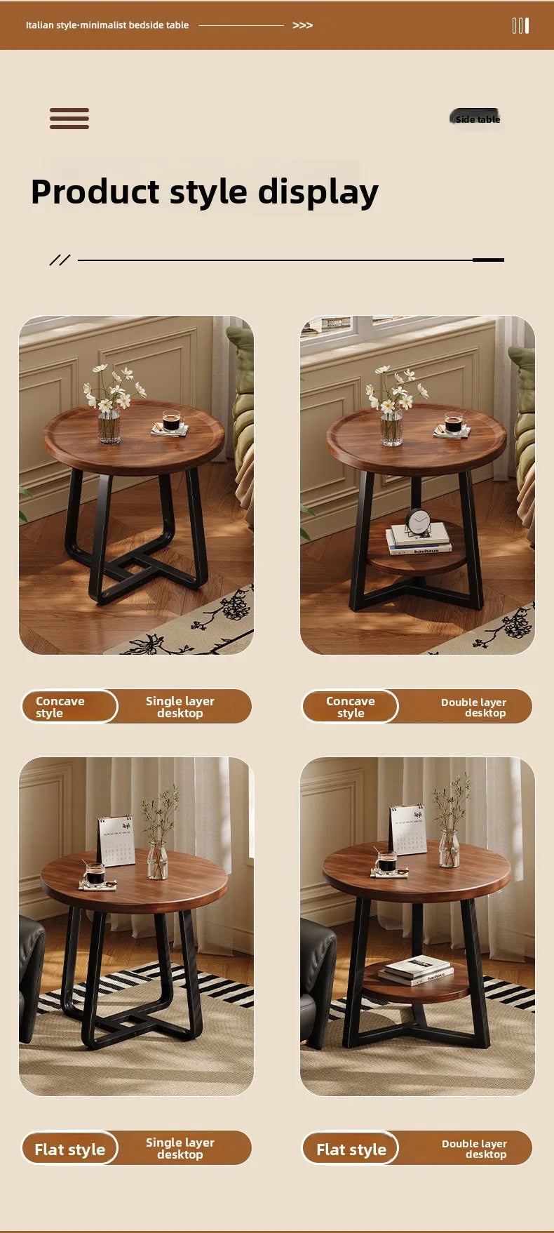 Circular coffee table, sofa side table for small living room and household use, balcony small table, tea table ，coffee table