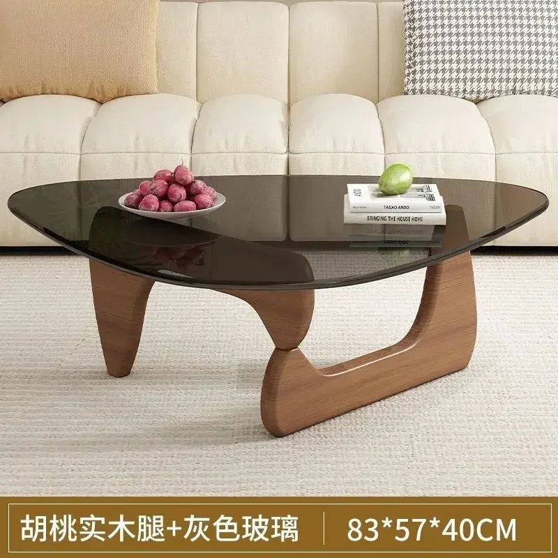 Transparent Glass Coffee Table | Light Luxury Nordic Solid Wood Living Room Furniture