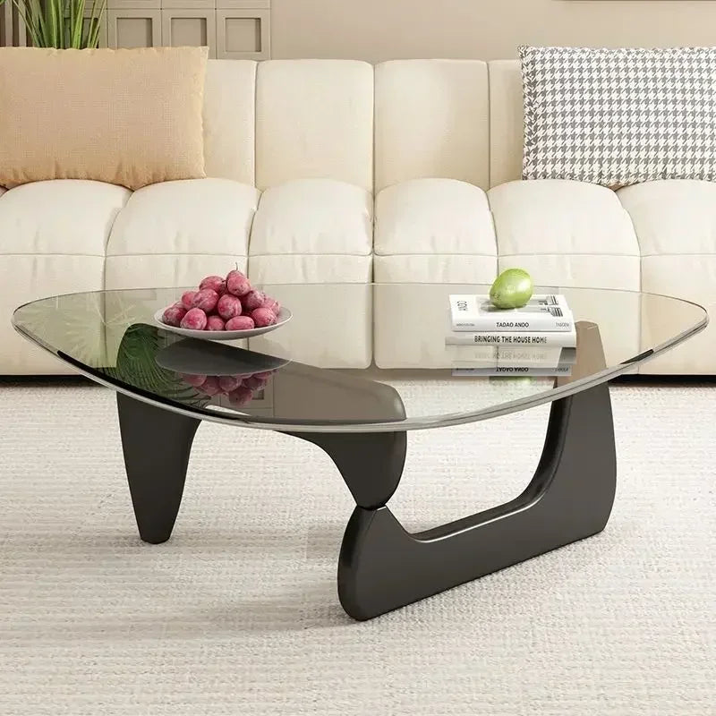 Transparent Glass Coffee Table | Light Luxury Nordic Solid Wood Living Room Furniture