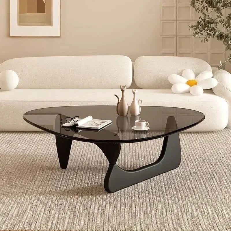 Transparent Glass Coffee Table | Light Luxury Nordic Solid Wood Living Room Furniture