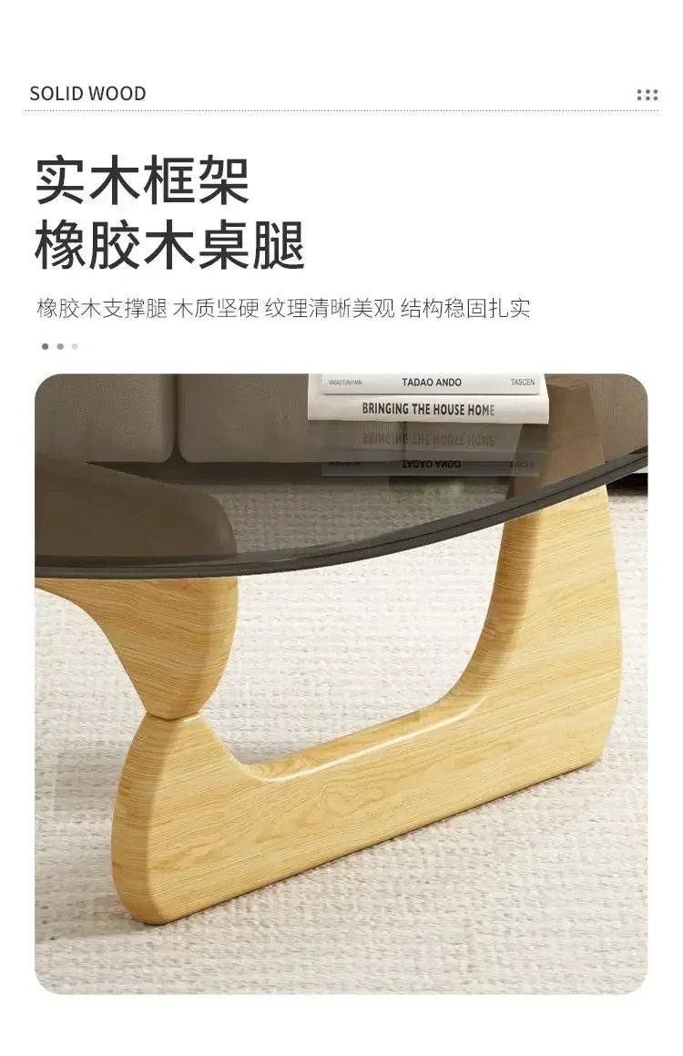 Transparent Glass Coffee Table | Light Luxury Nordic Solid Wood Living Room Furniture