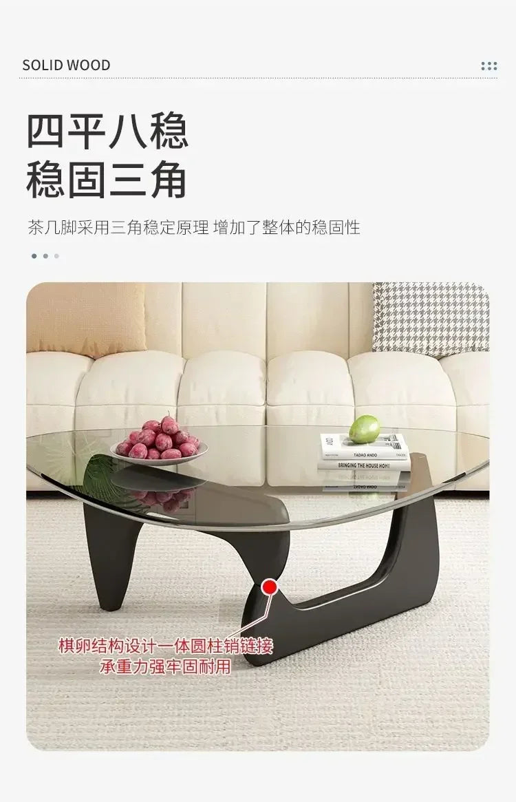 Transparent Glass Coffee Table | Light Luxury Nordic Solid Wood Living Room Furniture