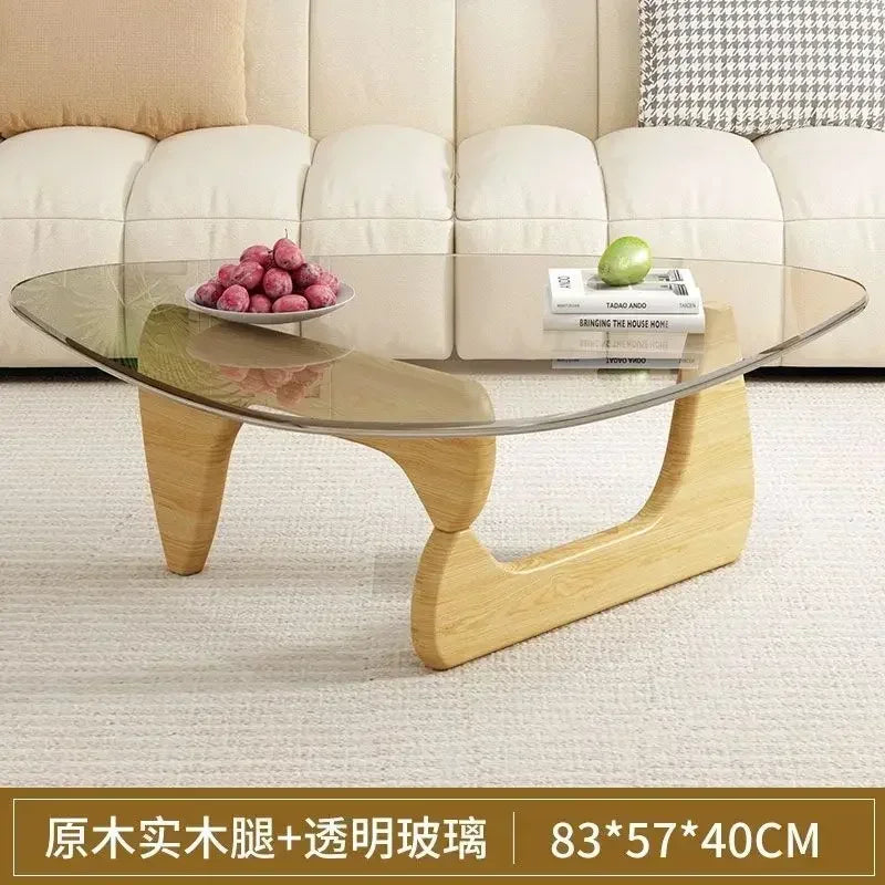 Transparent Glass Coffee Table | Light Luxury Nordic Solid Wood Living Room Furniture