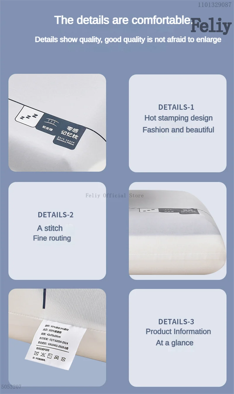 Memory Foam Sleeping Pillow Slow Rebound Low Flat Pillows Pain Release Thin Pillow Health Care Cushion Bedding Sleep Cushion