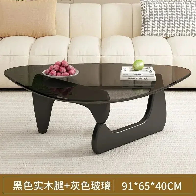 Transparent Glass Coffee Table | Light Luxury Nordic Solid Wood Living Room Furniture