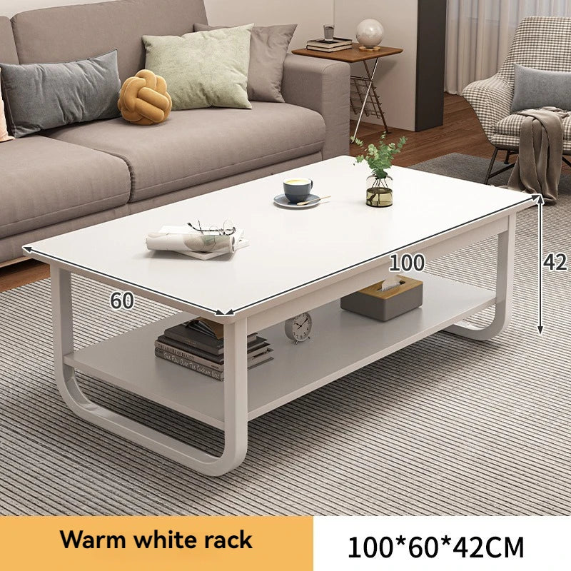 Modern minimalist coffee table, small apartment, living room, sofa, nearby balcony, tea table, rental room, rectangular tea tabl