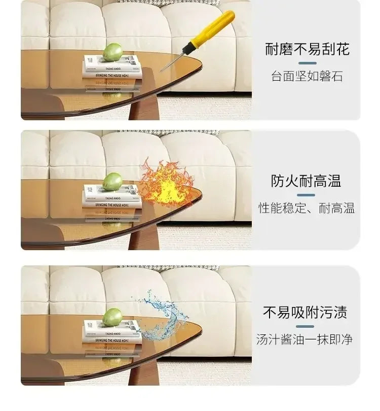 Transparent Glass Coffee Table | Light Luxury Nordic Solid Wood Living Room Furniture