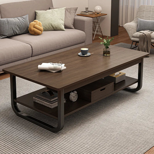 Modern minimalist coffee table, small apartment, living room, sofa, nearby balcony, tea table, rental room, rectangular tea tabl