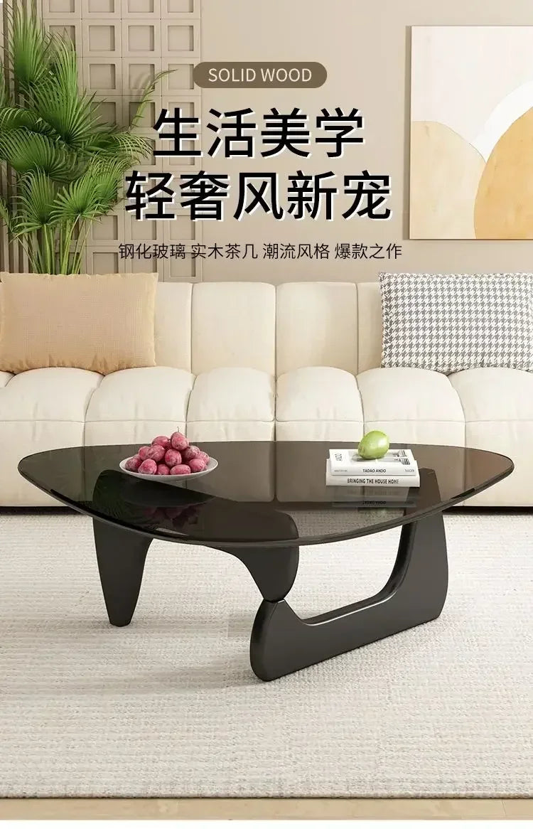 Transparent Glass Coffee Table | Light Luxury Nordic Solid Wood Living Room Furniture