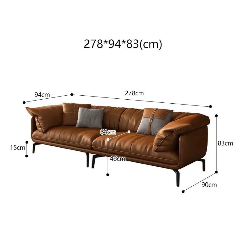 Modern Real Leather Upholstered 1+2+3-Seater Corner Sofa with Black Legs Can be Customzied