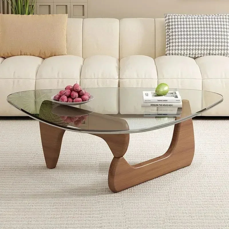 Transparent Glass Coffee Table | Light Luxury Nordic Solid Wood Living Room Furniture