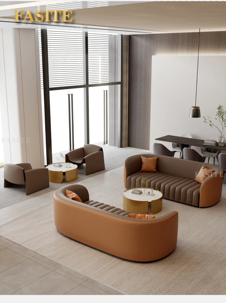 Office sofa, business hotel lobby rest area, reception sofa, coffee table combination, beauty salon sofa creativity