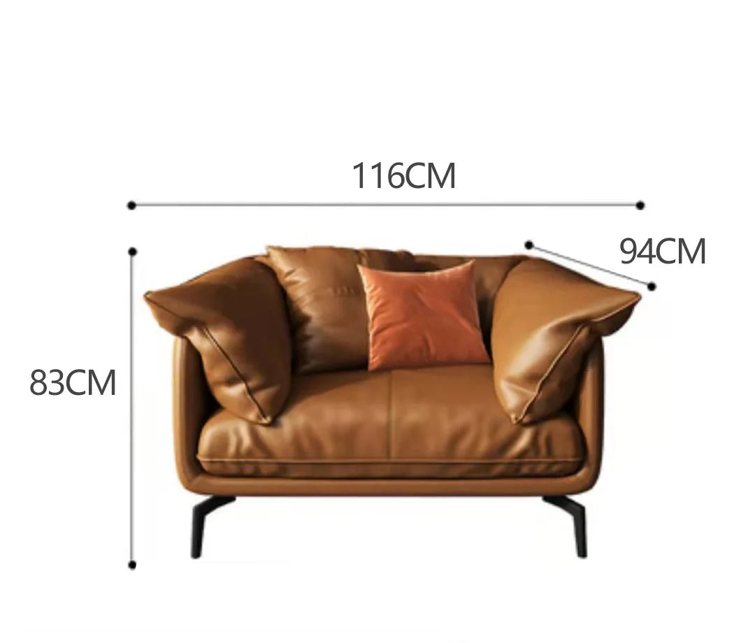 Modern Real Leather Upholstered 1+2+3-Seater Corner Sofa with Black Legs Can be Customzied