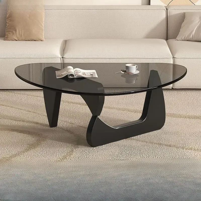 Transparent Glass Coffee Table | Light Luxury Nordic Solid Wood Living Room Furniture
