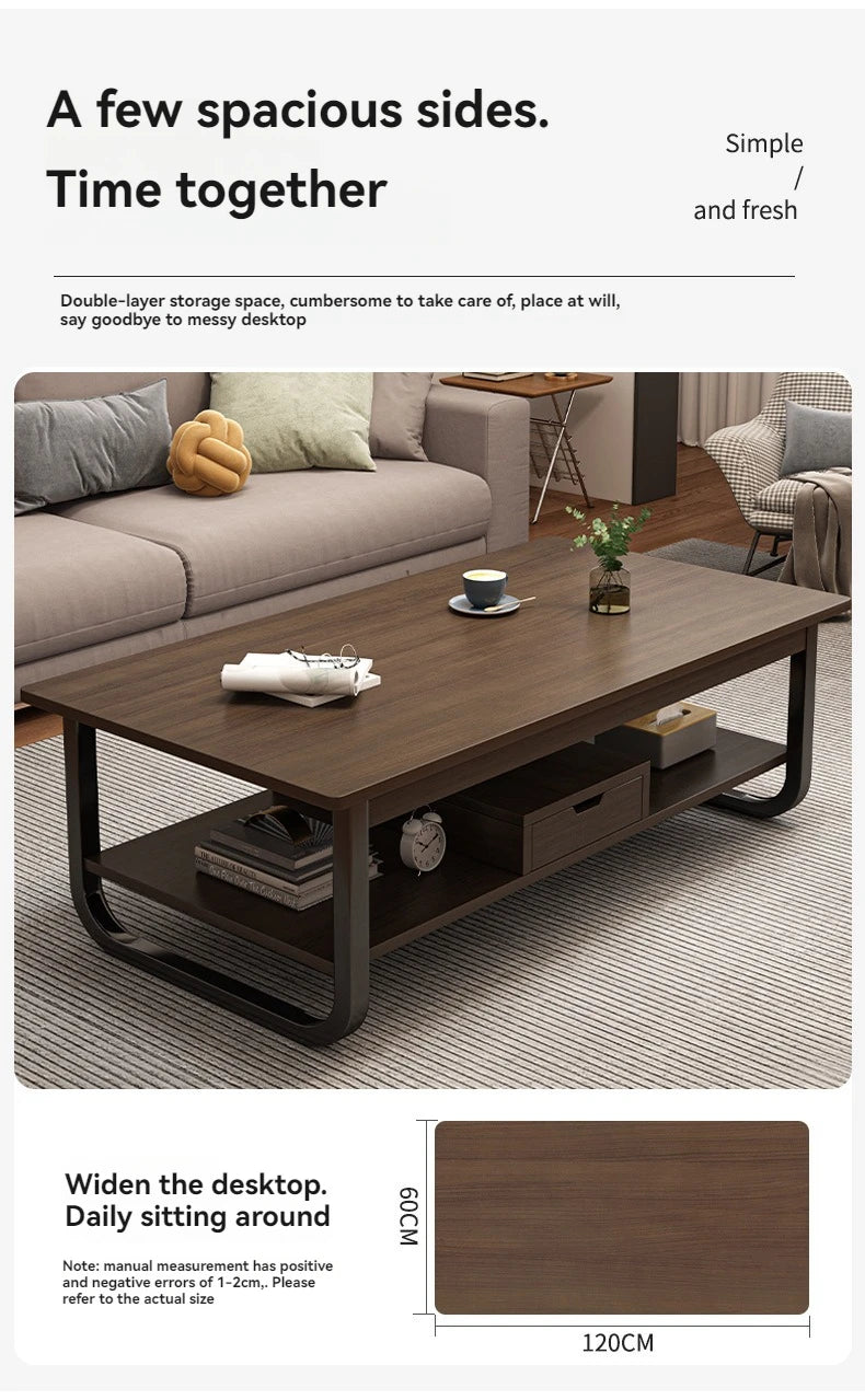 Modern minimalist coffee table, small apartment, living room, sofa, nearby balcony, tea table, rental room, rectangular tea tabl