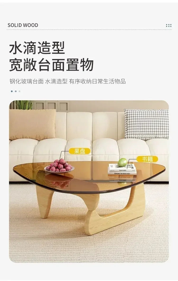 Transparent Glass Coffee Table | Light Luxury Nordic Solid Wood Living Room Furniture