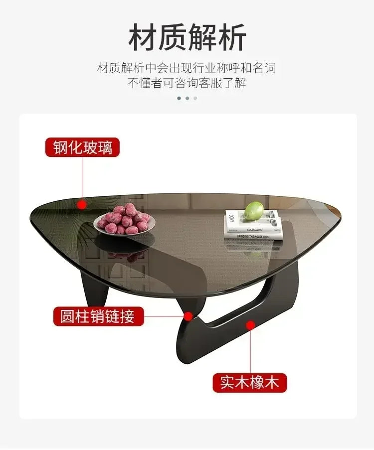 Transparent Glass Coffee Table | Light Luxury Nordic Solid Wood Living Room Furniture