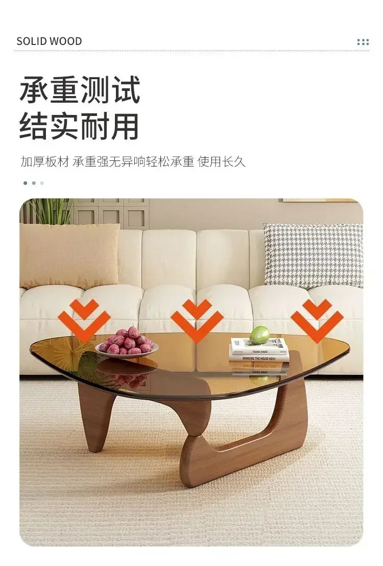 Transparent Glass Coffee Table | Light Luxury Nordic Solid Wood Living Room Furniture