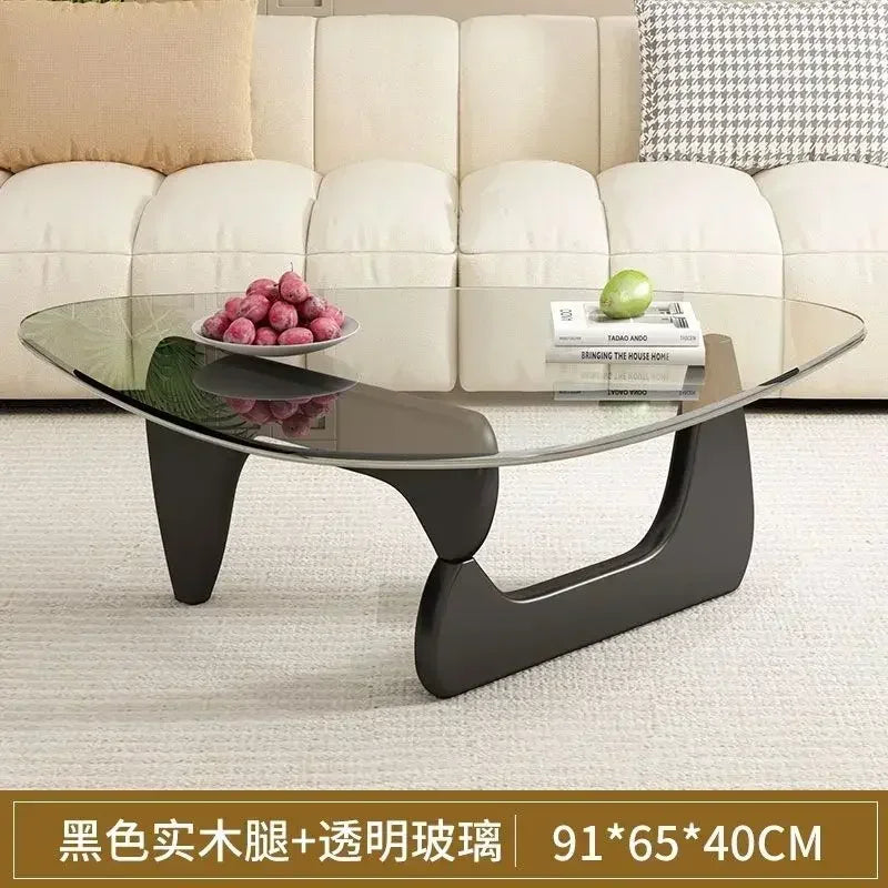 Transparent Glass Coffee Table | Light Luxury Nordic Solid Wood Living Room Furniture