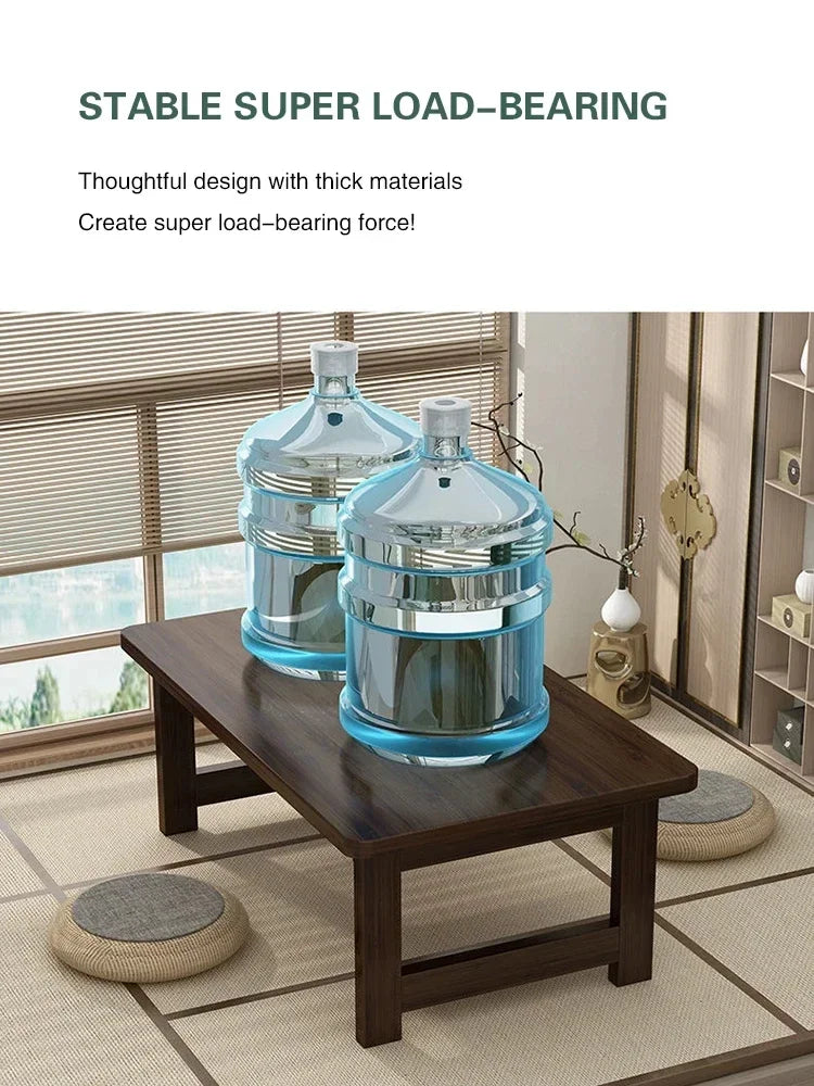 Solid Wood Folding Coffee Table Japanese Tatami Style Side Desk 60-100cm Compact Low Table for Living Room Bedroom Floor Sitting