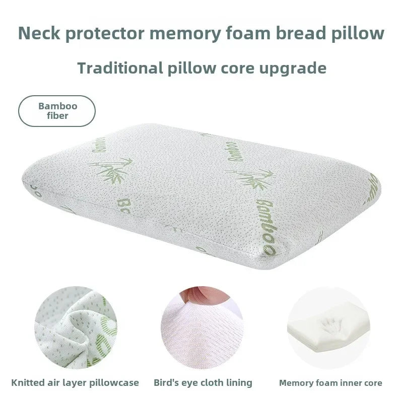 Slow Rebound Bamboo Fiber Bread Memory Pillow Protecting The Cervical Spine Soft Neck Pillows for Sleeping Pillows for Bedroom