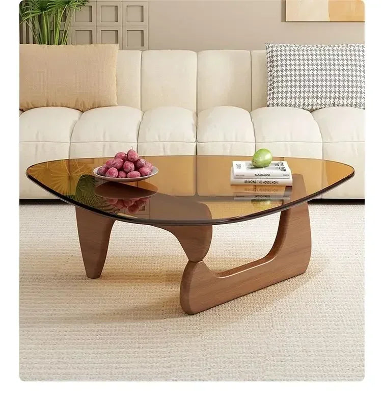 Transparent Glass Coffee Table | Light Luxury Nordic Solid Wood Living Room Furniture
