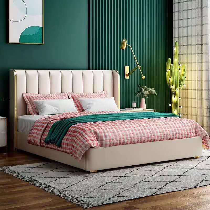 Custom modern wooden bedroom set with high-quality king bed for home & hotel.