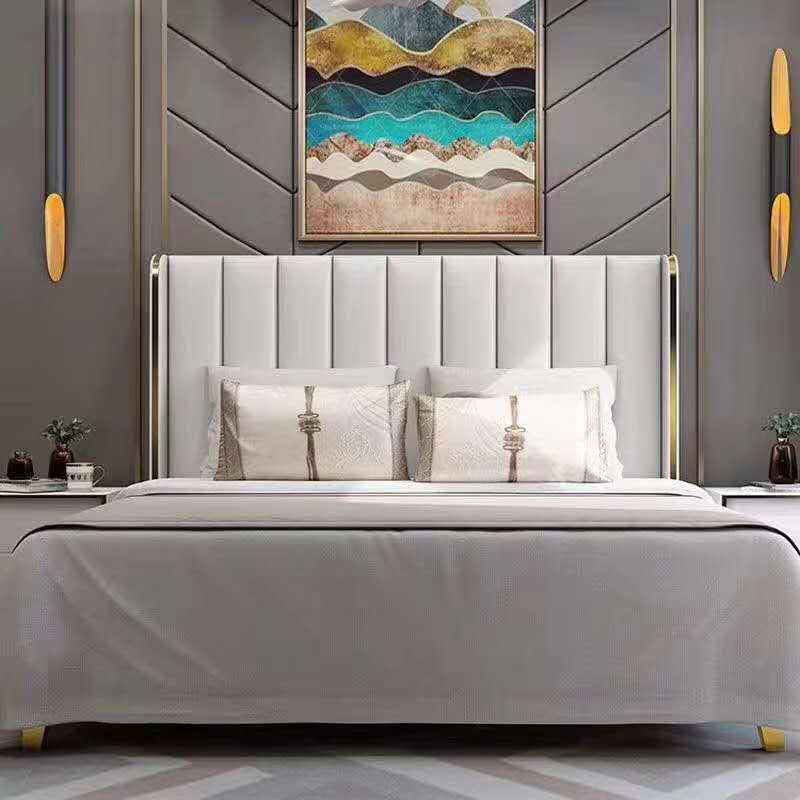Custom modern wooden bedroom set with high-quality king bed for home & hotel.